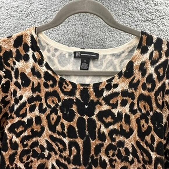 INC XL Animal Print‎ Top Embroidered Floral Design on Bell Sleeves Fabulous Fun - Picture 2 of 10